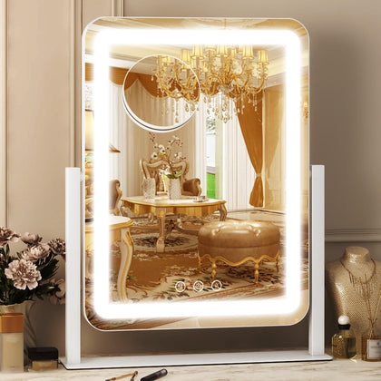 FENNIO lighted vanity mirror front view with rounded corners