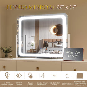 FENNIO Vanity Mirror 22x17 close-up of shatter-proof membrane