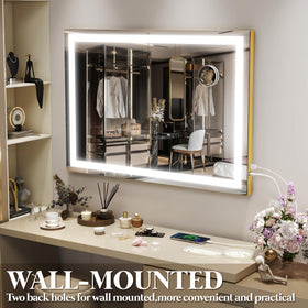 FENNIO Vanity Mirror back view with sturdy aluminum frame