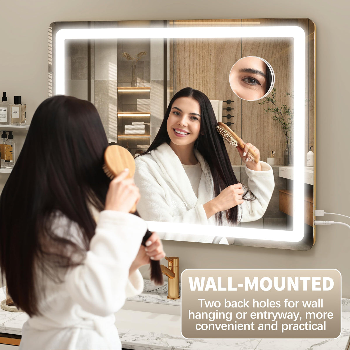 FENNIO Vanity Mirror close-up of the shatter-resistant glass