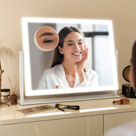 FENNIO Vanity Mirror displayed on a vanity desk