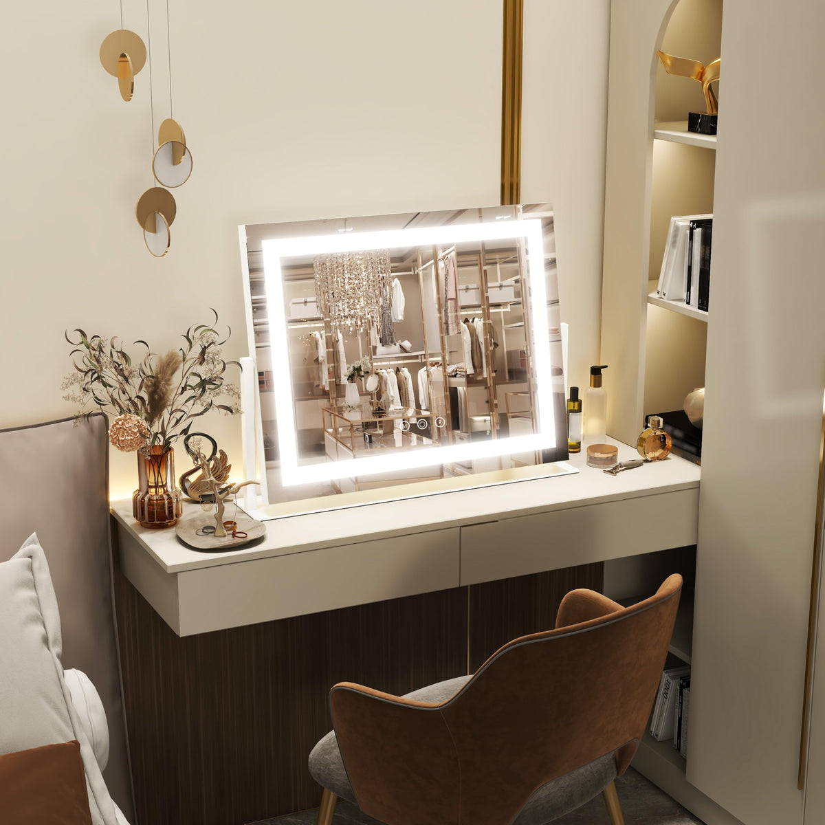 FENNIO Vanity Mirror in a well-lit makeup setup