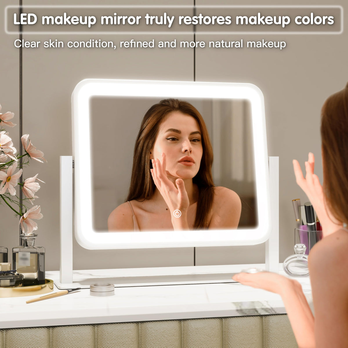 FENNIO Vanity Mirror showing three colour lighting modes