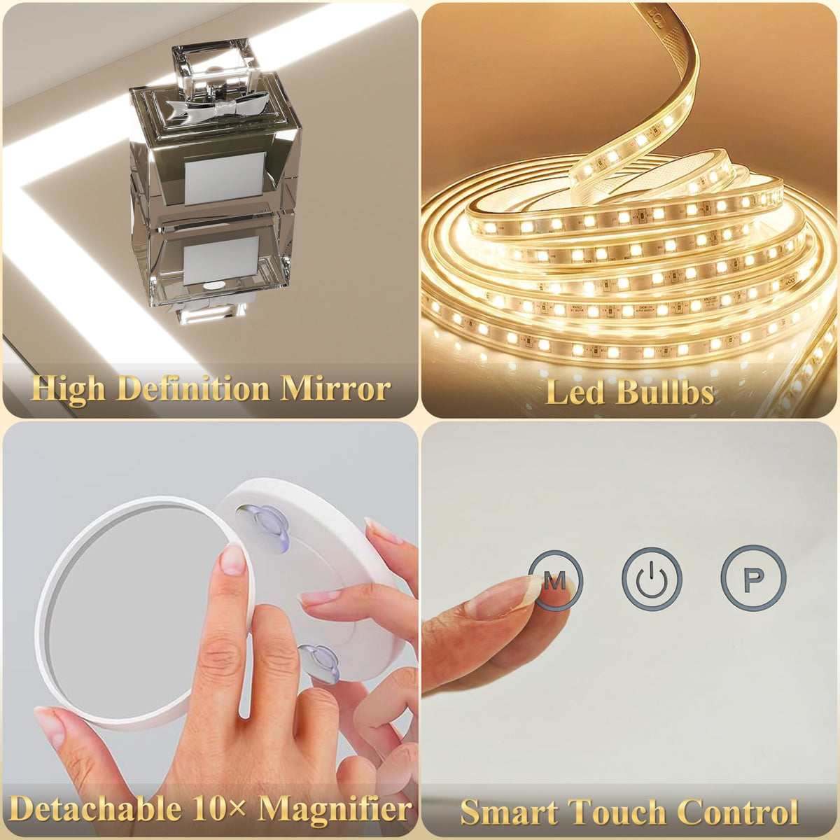 FENNIO Vanity Mirror side view showcasing sturdy aluminum frame
