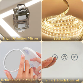 FENNIO Vanity Mirror side view showcasing sturdy aluminum frame