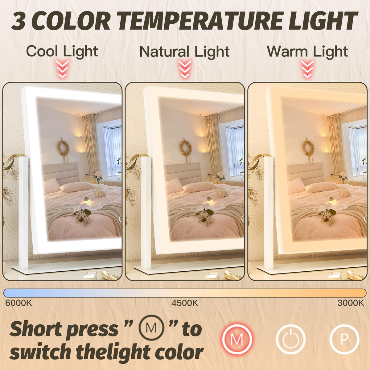 FENNIO Vanity Mirror side view showcasing touch control
