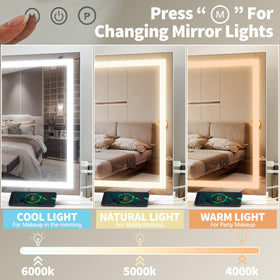 FENNIO Vanity Mirror side view showing adjustable brightness controls