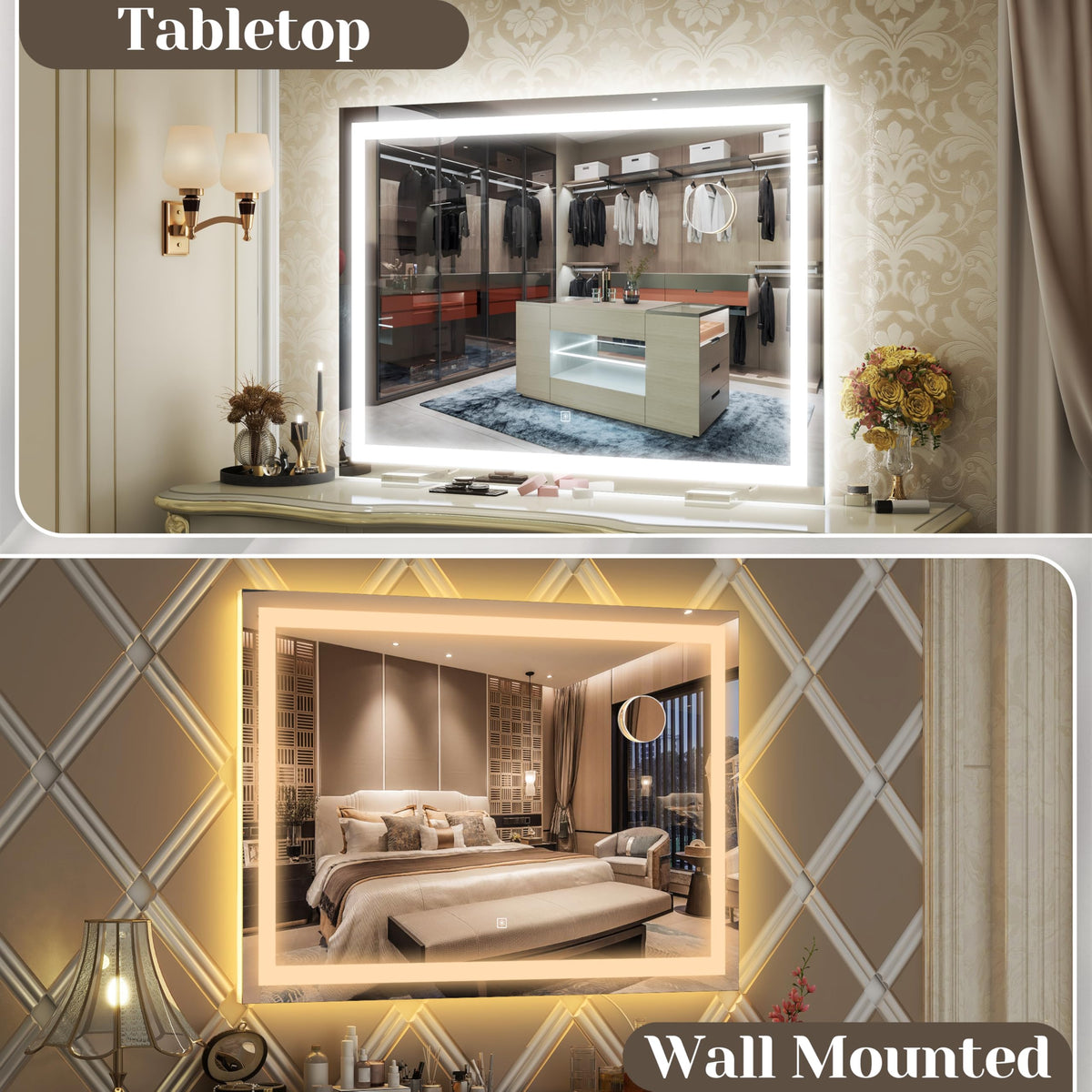 FENNIO Vanity Mirror side view showing lighting features