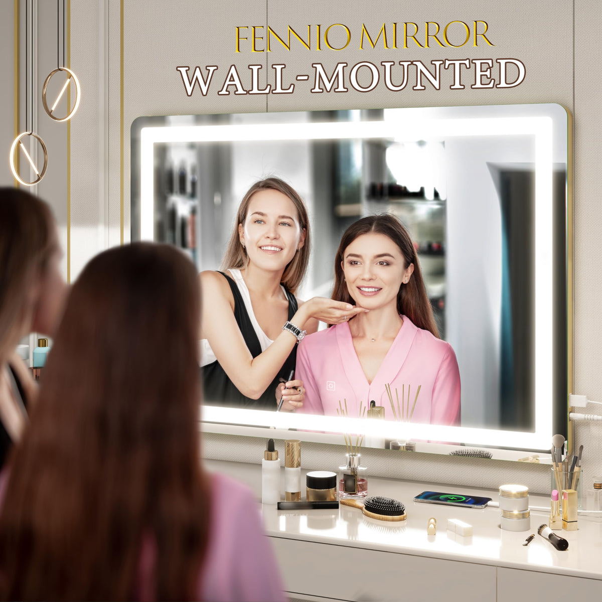 FENNIO Vanity Mirror side view with aluminium frame