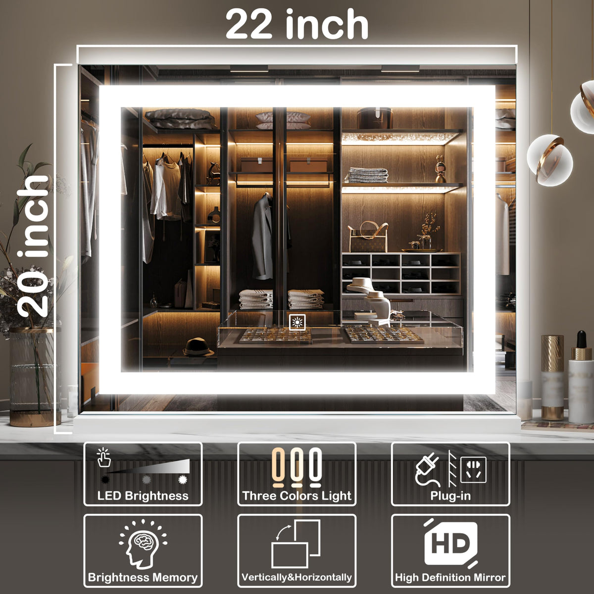 FENNIO Vanity Mirror tabletop setup