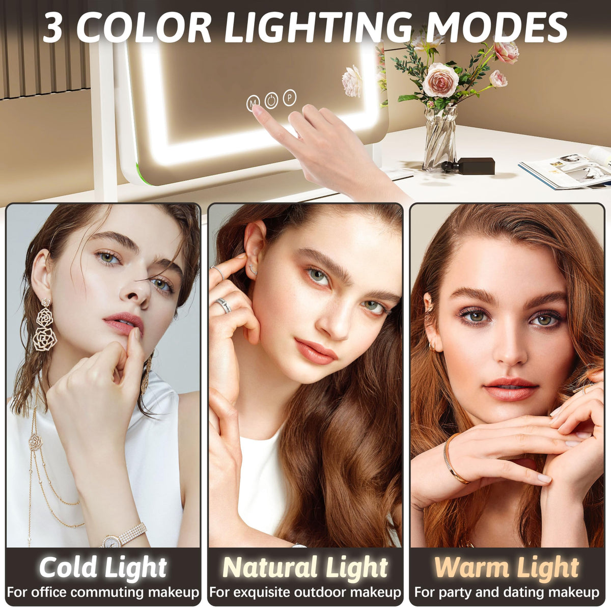FENNIO Vanity Mirror with adjustable brightness settings