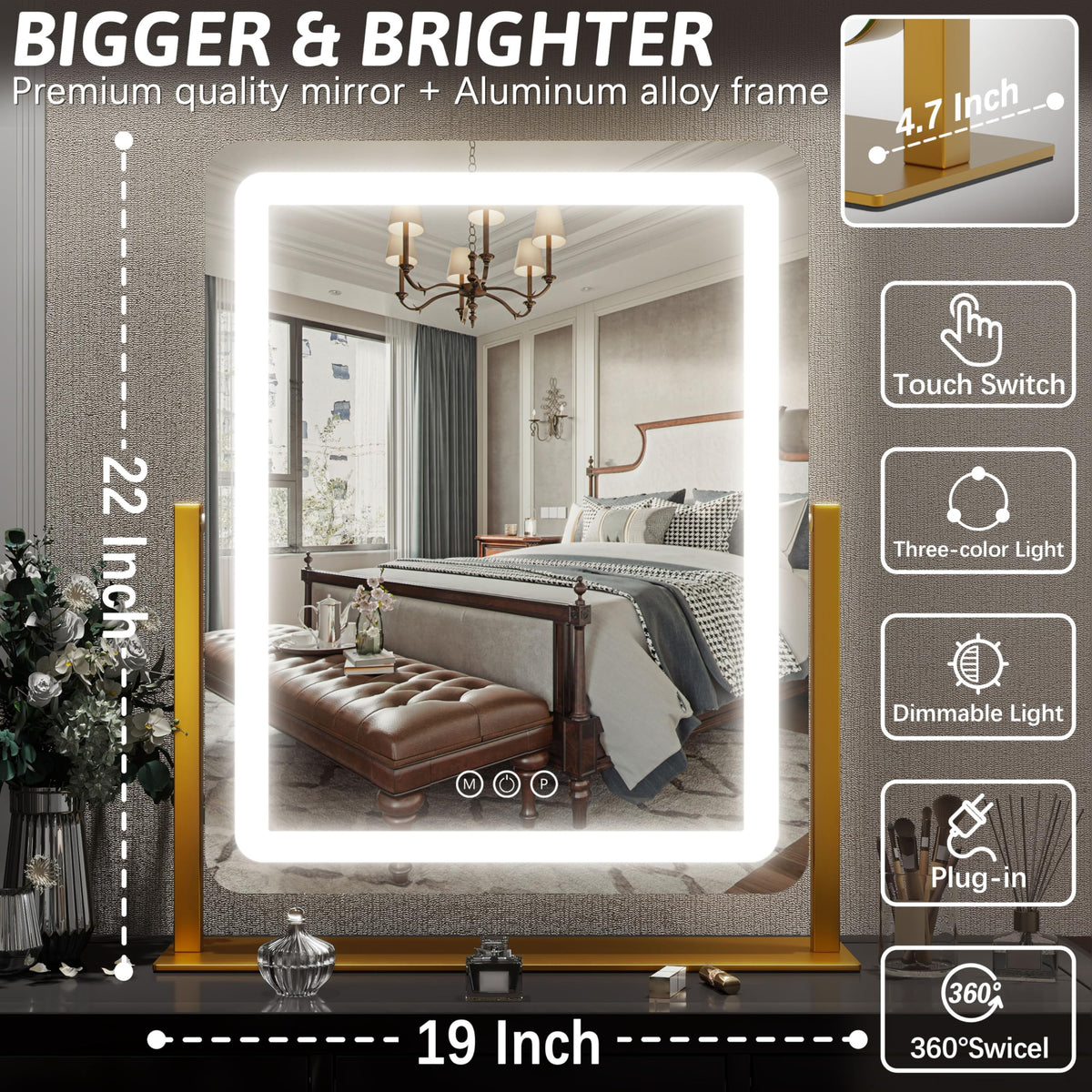 FENNIO Vanity Mirror with included installation tools and screws