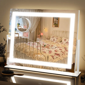FENNIO Vanity Mirror with lights front view, square white design