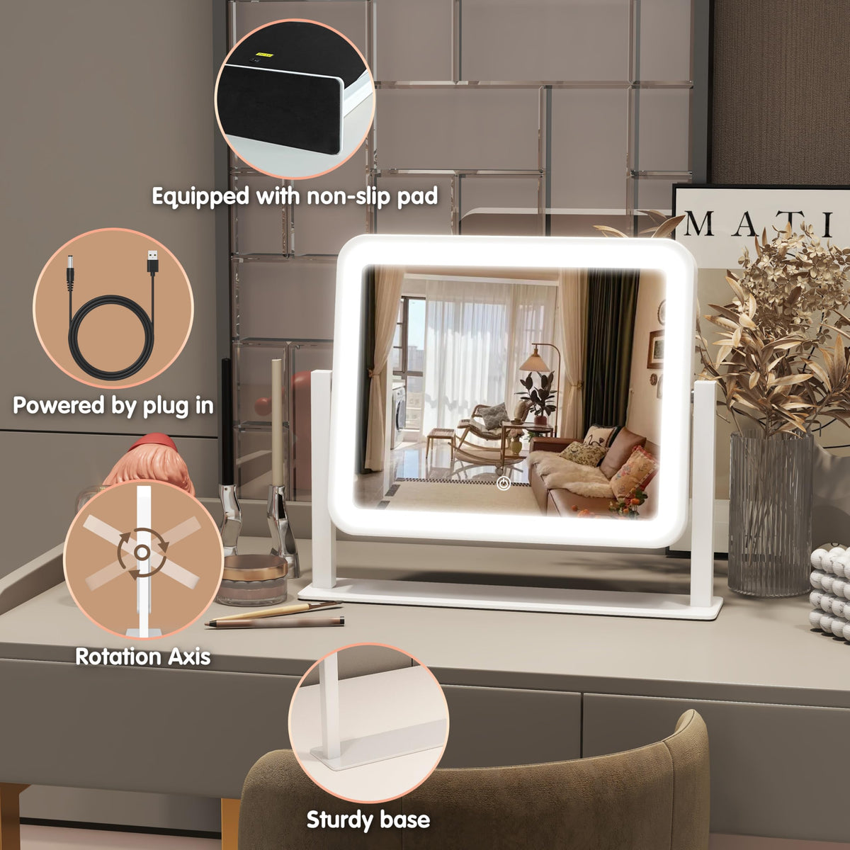 FENNIO Vanity Mirror with lights in a stylish bathroom setting