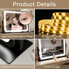 FENNIO Vanity Mirror with lights on a vanity desk