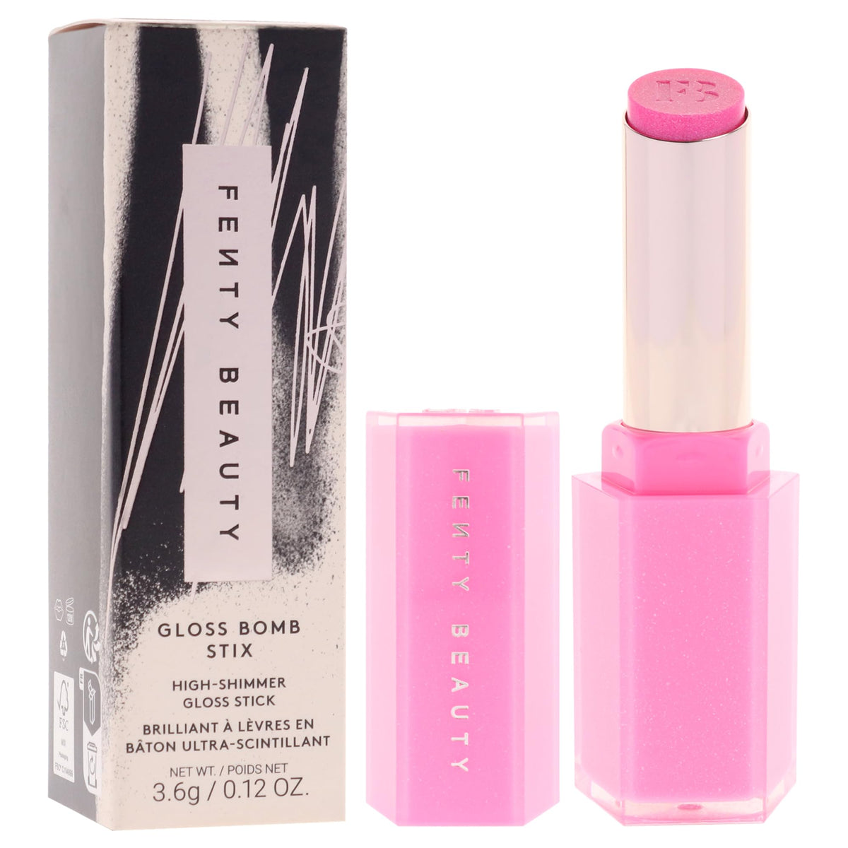 FENTY BEAUTY Gloss Bomb Stix Shimmer 05 Flamingo Fling lipstick packaging