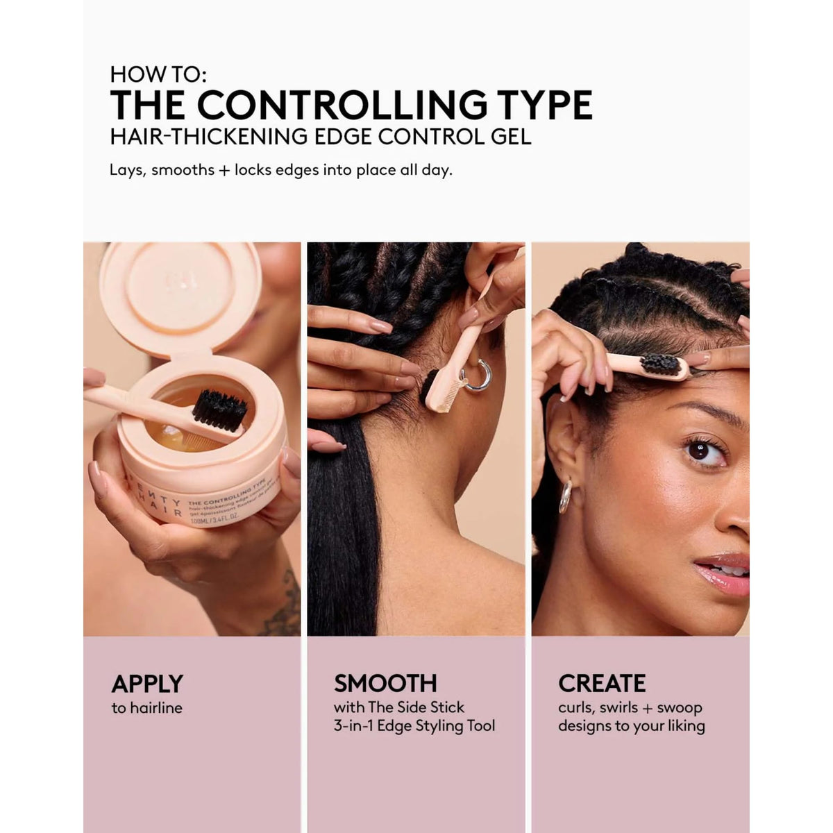 FENTY BEAUTY Hair-Thickening Edge Control Gel back view with ingredient list