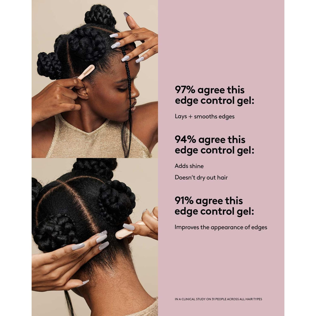 FENTY BEAUTY Hair-Thickening Edge Control Gel cap open showing application