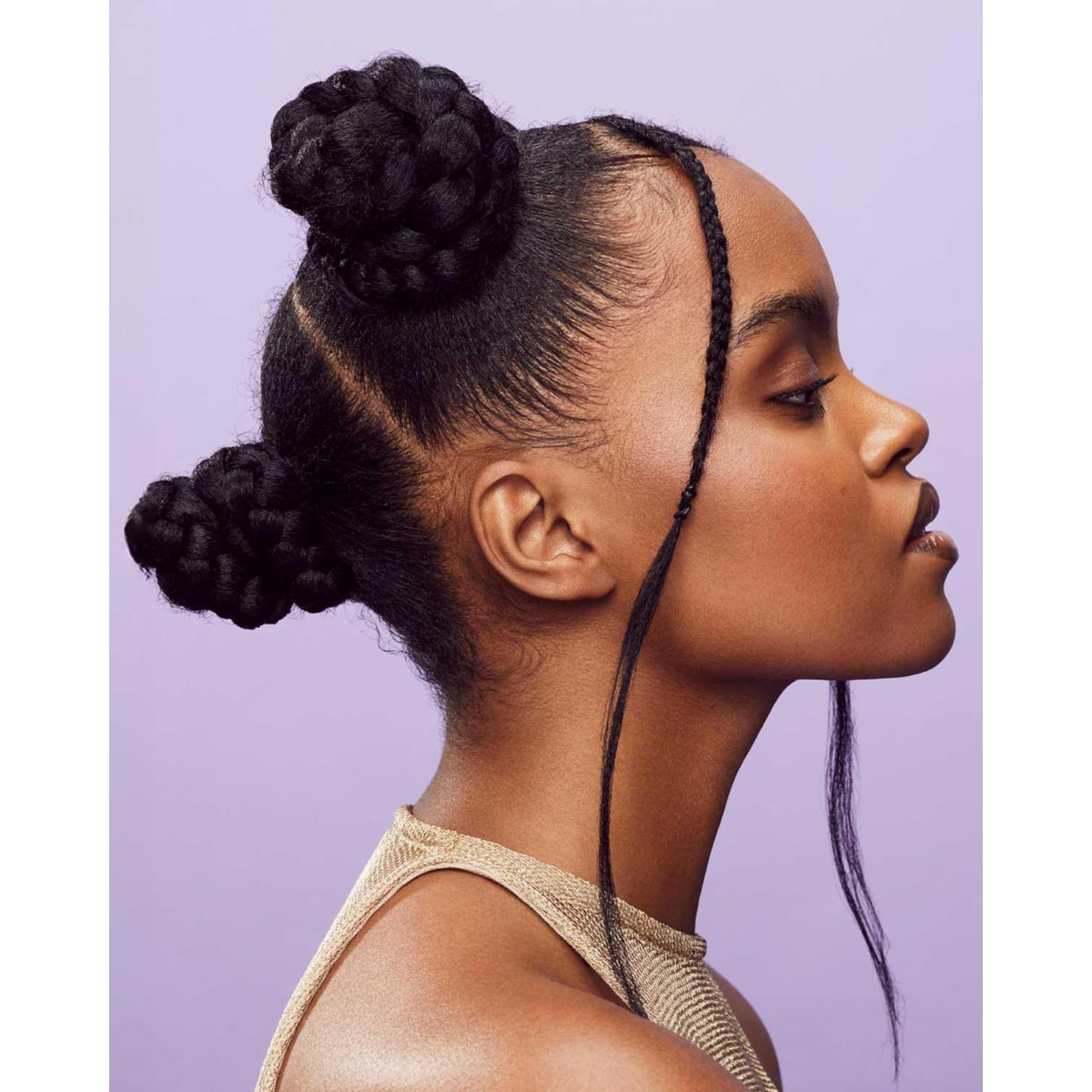 FENTY BEAUTY Hair-Thickening Edge Control Gel in use on styled hair