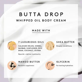 Fenty Skin Butta Drop cream with tropical fruits background