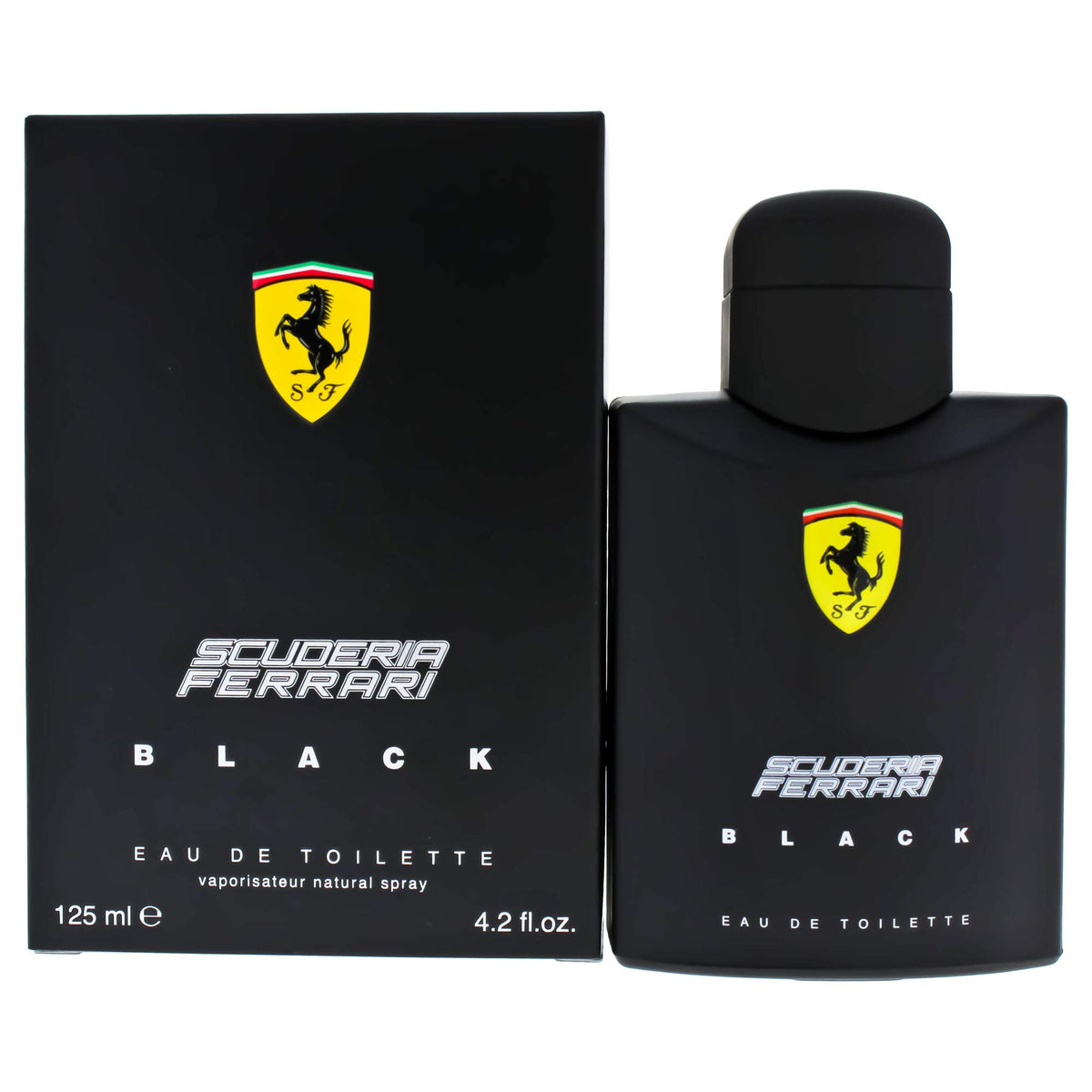 Ferrari Scuderia Black Eau de Toilette bottle with background