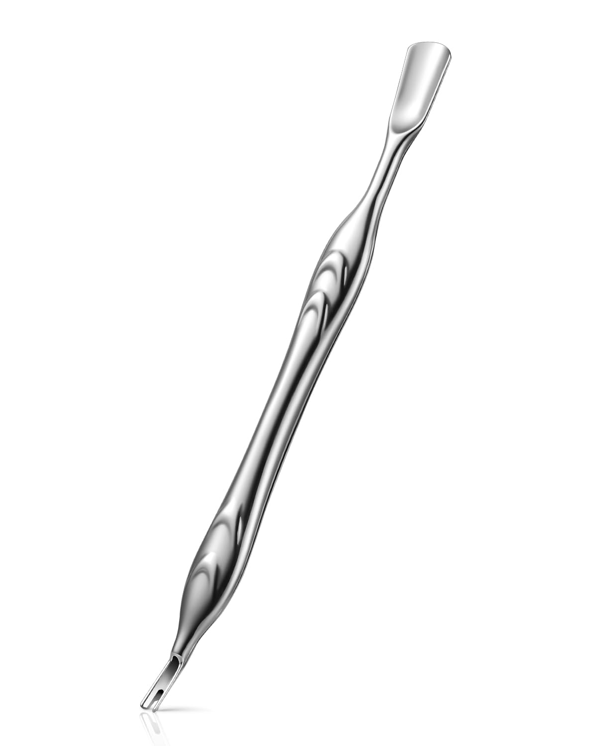 FERYES Cuticle Pusher front view with stainless steel finish