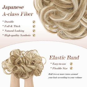FESHFEN Large Messy Bun Hair Piece displayed with elastic tie