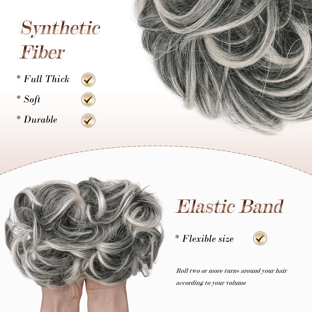 FESHFEN Large Messy Bun Hair Piece in packaging