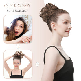 FESHFEN Large Messy Bun Hair Piece in packaging