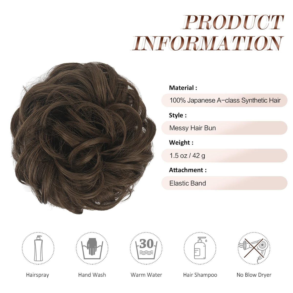 FESHFEN Messy Bun Hair Piece displayed on a model