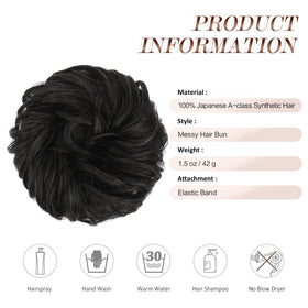 FESHFEN Messy Bun Hair Piece styled in a ponytail