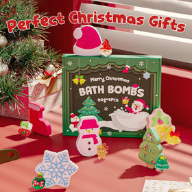 Festive Christmas tree shaped bath bomb with toy inside