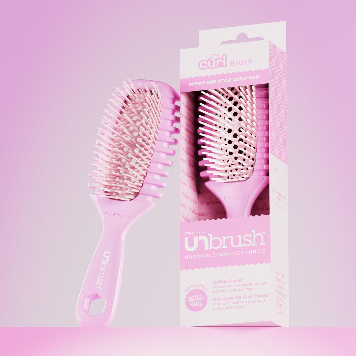 FHI Heat UNbrush Curl Detangling Brush showing DuoFlex bristles