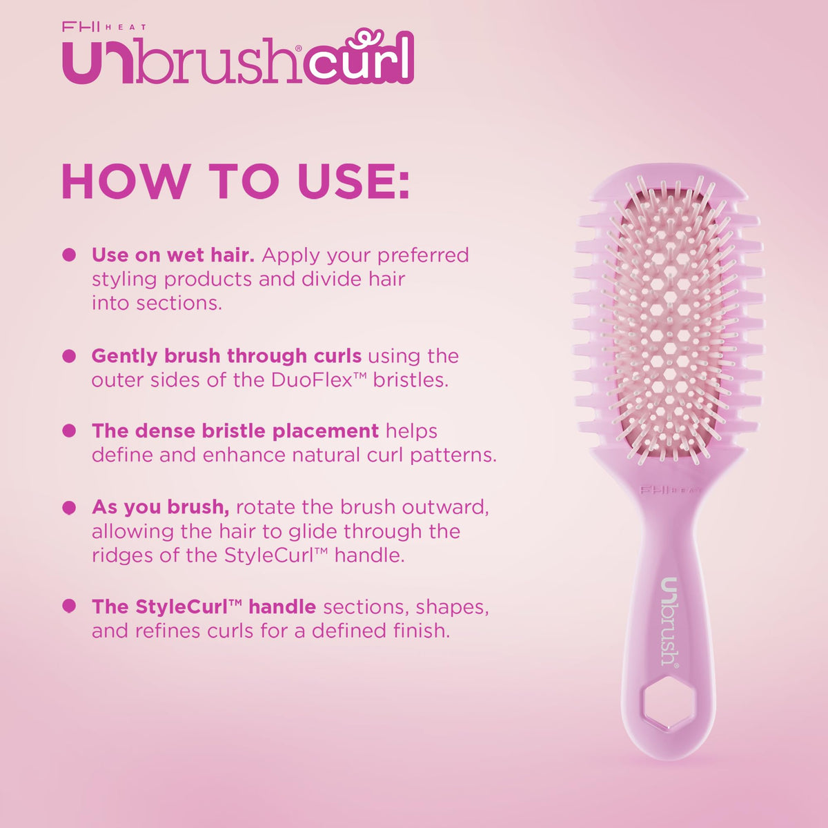 FHI Heat UNbrush Curl Detangling Brush side view