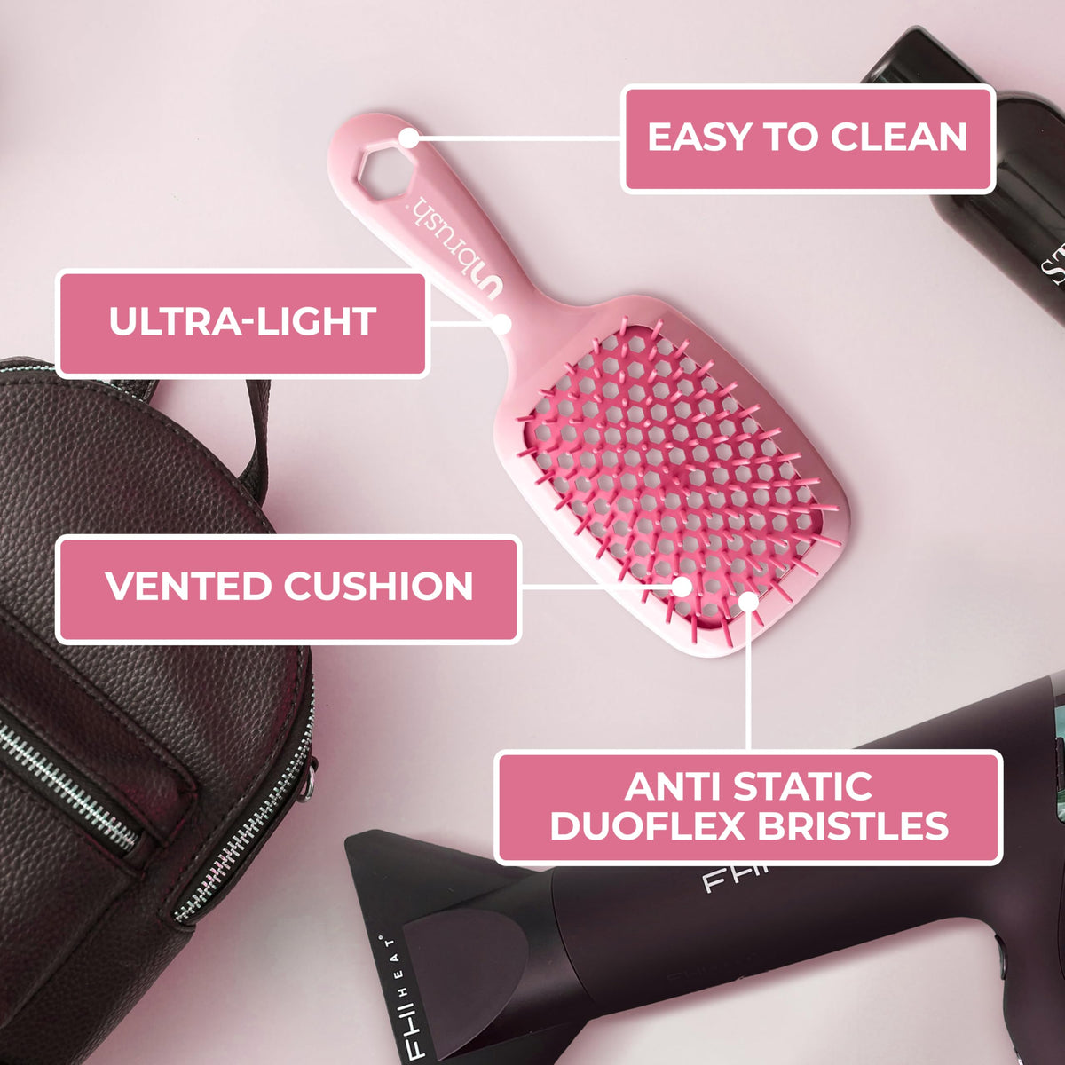 FHI Heat UNbrush Detangling Brush being used on wet hair