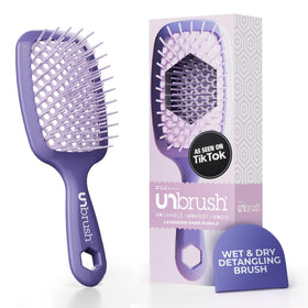 FHI Heat UNbrush Detangling Brush front view in lavender dark purple