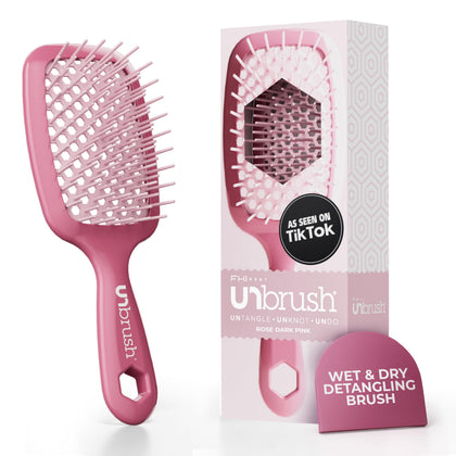 FHI Heat UNbrush Detangling Brush front view in rose dark pink