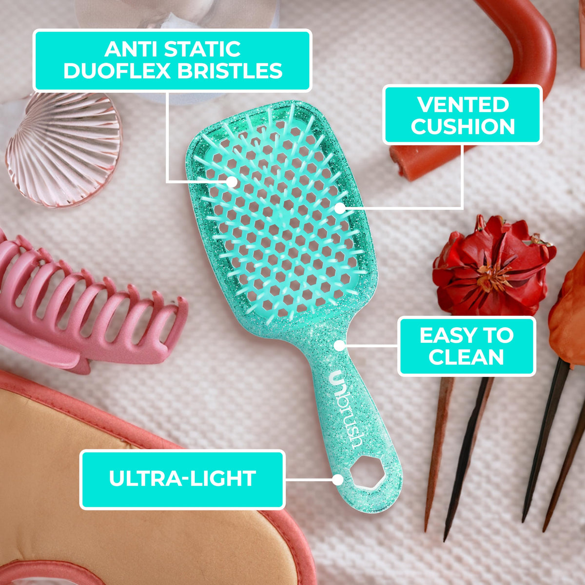 FHI Heat UNbrush Detangling Brush in use on wet hair