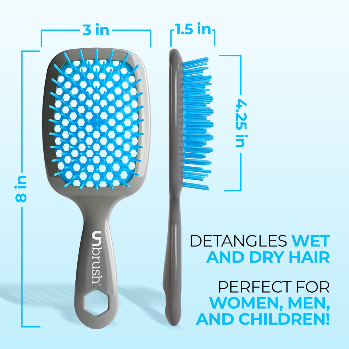 FHI Heat UNbrush Detangling Brush side view with lightweight handle