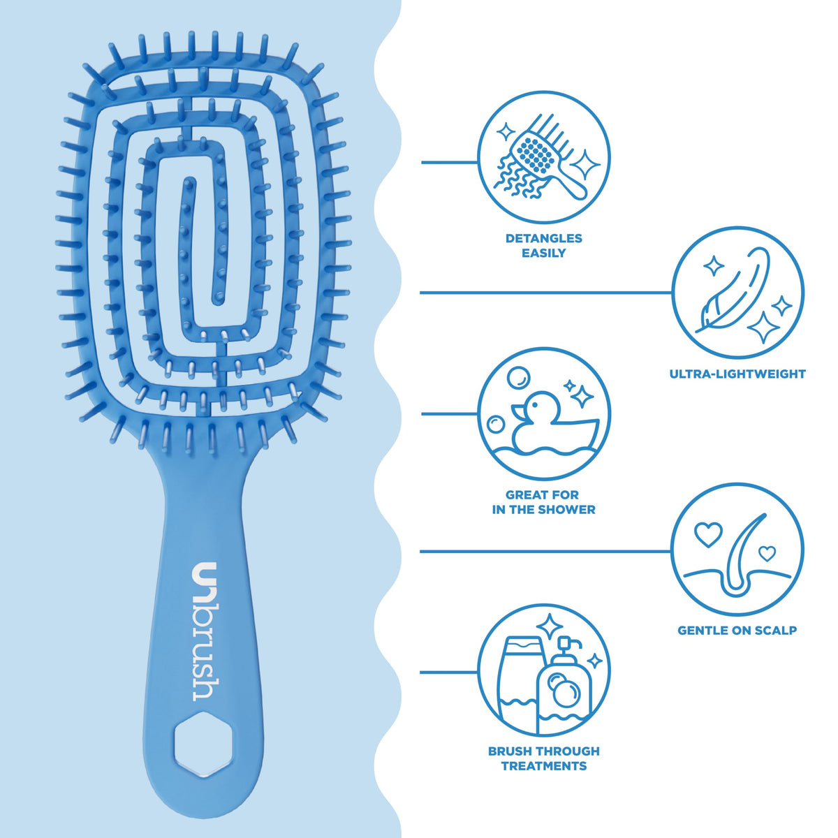 FHI Heat UNbrush Flex Detangling Brush close-up of the DuoFlex anti-static bristles