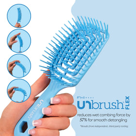 FHI Heat UNbrush Flex Detangling Brush in a lifestyle setting, being used on wet hair