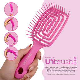 FHI Heat UNbrush Flex Detangling Brush in use on wet hair