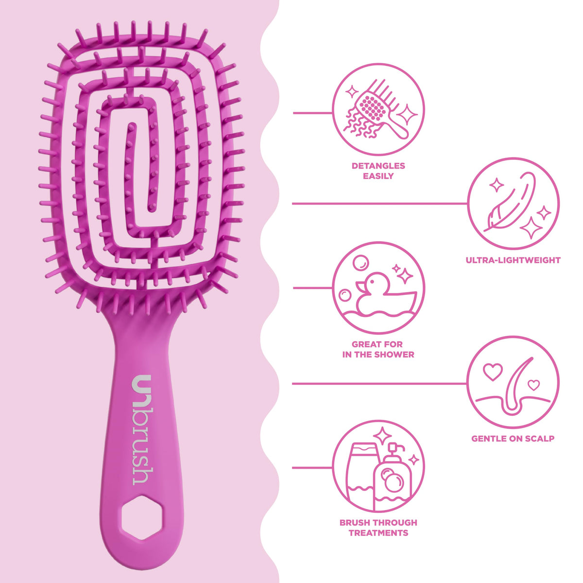 FHI Heat UNbrush Flex Detangling Brush showing bristles close-up