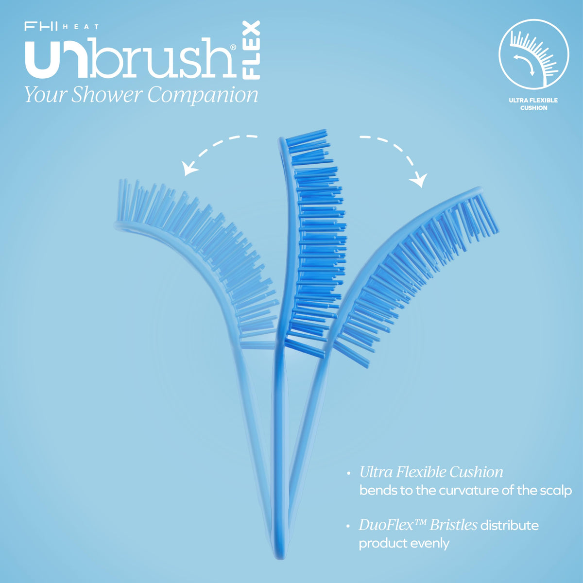 FHI Heat UNbrush Flex Detangling Brush side view showcasing the lightweight handle