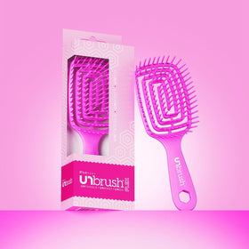 FHI Heat UNbrush Flex Detangling Brush with hair products