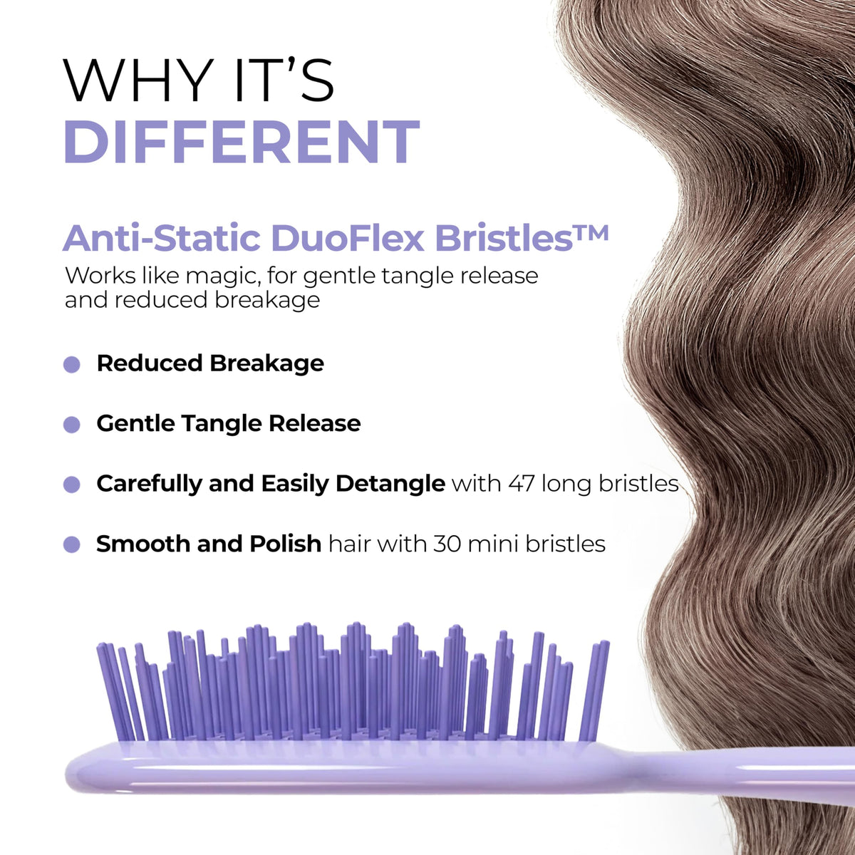 FHI Heat UNbrush Mini Detangling Brush in hand for easy travel use