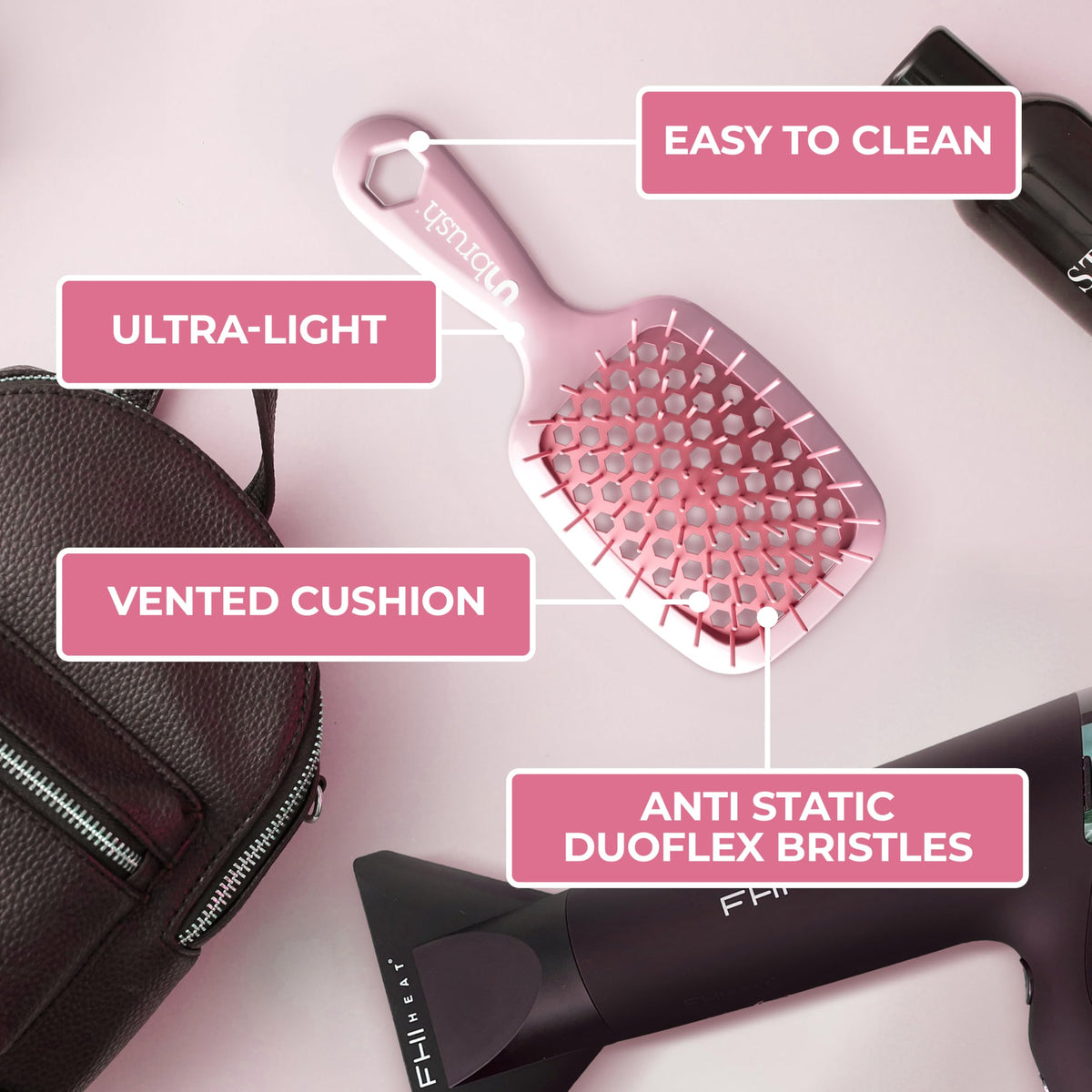 FHI Heat UNbrush Mini Detangling Brush on wet hair