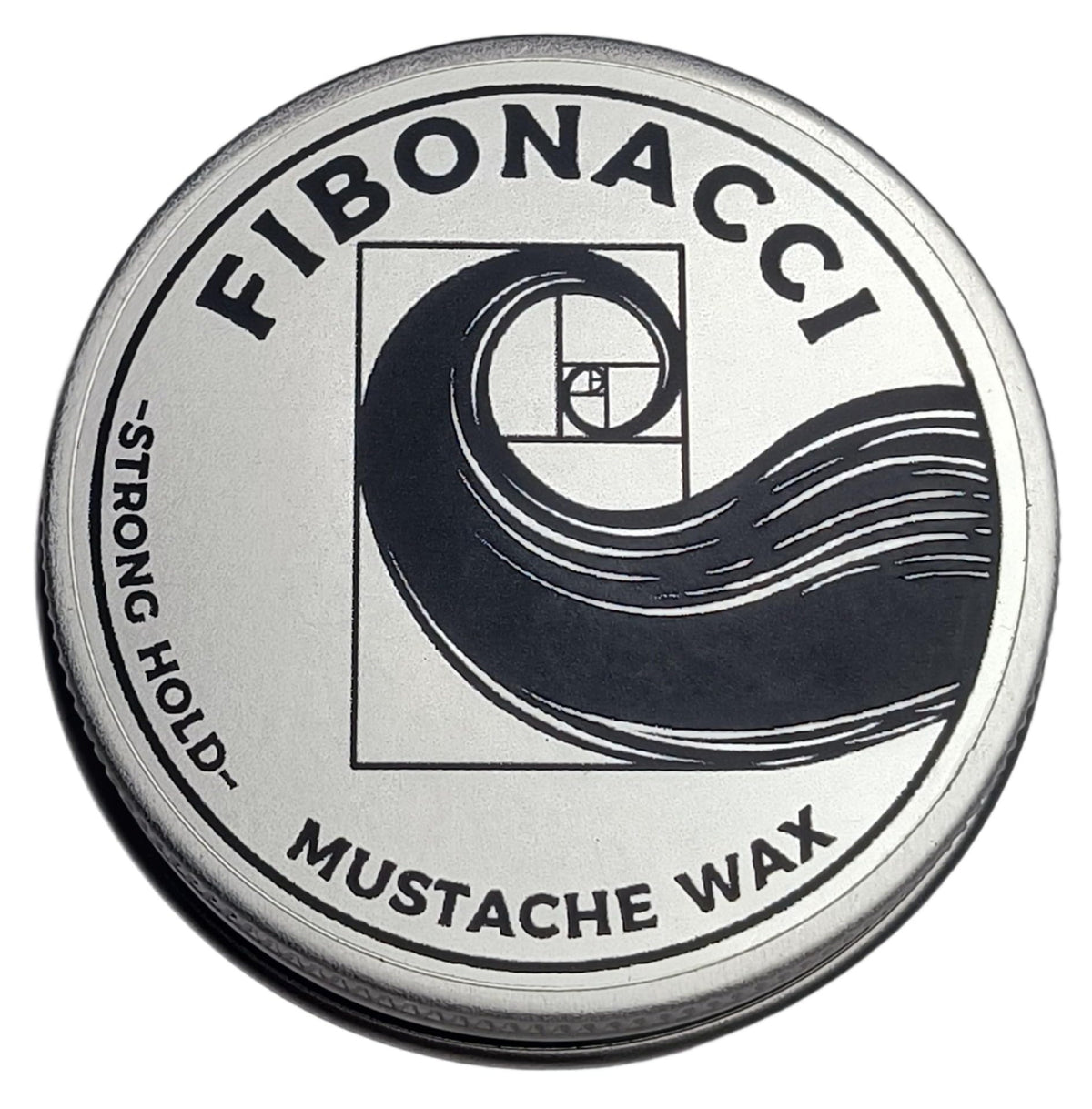 Fibonacci Mustache Wax 1oz tin front view