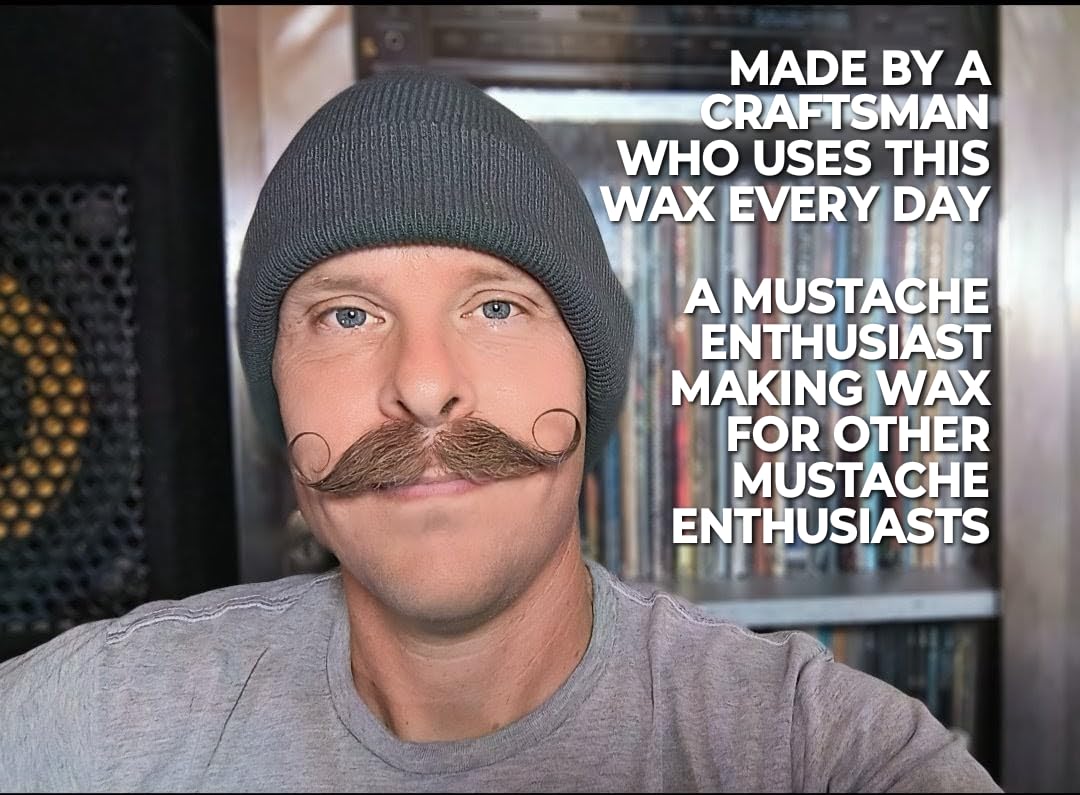 Fibonacci Mustache Wax showing strong hold on mustache