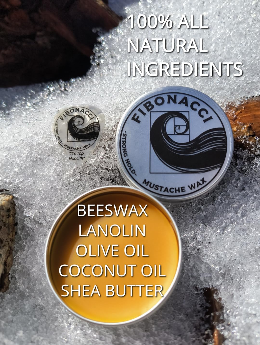 Fibonacci Mustache Wax with guitar pick included